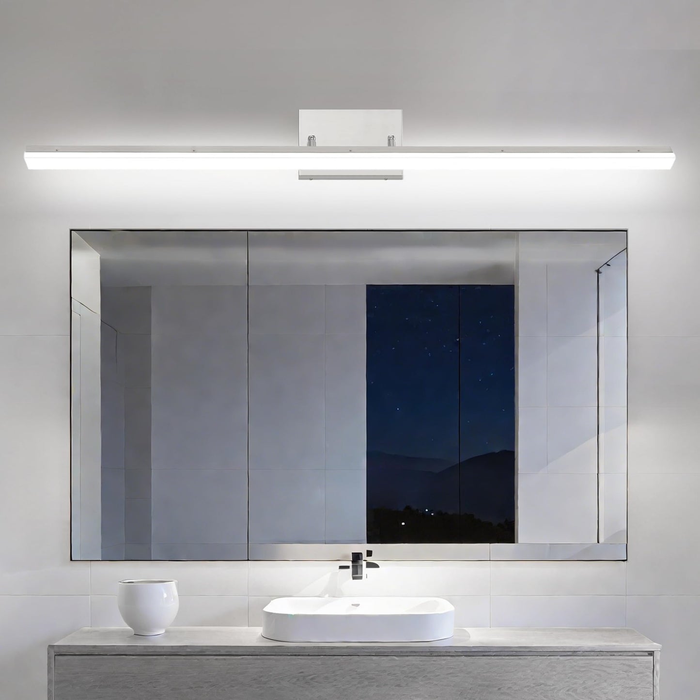 GOTEFULL 48 inch LED Modern Bathroom Vanity Lighting Fixtures Over Mirror, Brushed Nickel Adjustable Makeup Vanity Light Bar Dimmable 46W 5000K Cool White