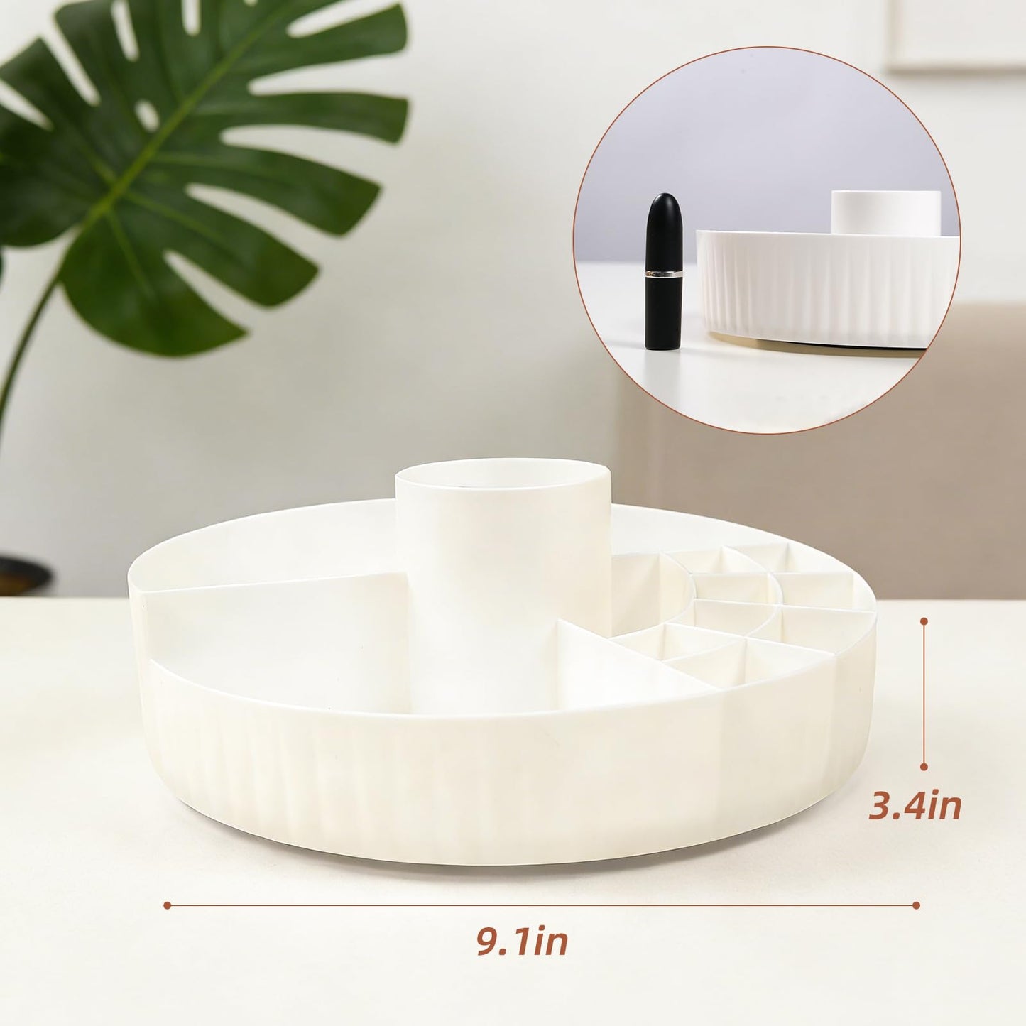 LuZhiMing 360° Rotating Makeup Perfume Organizer Cosmetic Storage for Skincare,Perfume,Lipstick & Makeup Brushes, Countertop Vanity Organizer (White)
