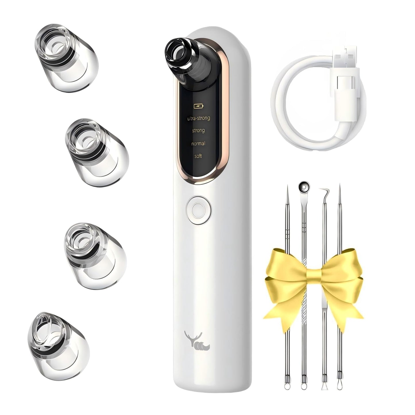 Yccu Blackhead Remover Vacuum Blackhead Vacuum Remover Pore Extractor Blackhead Remover Tool Black Head Remover for Face Blackhead Extractor Pore Cleaner Vacuum with USB Charge 4 Modes 5 Suction Heads