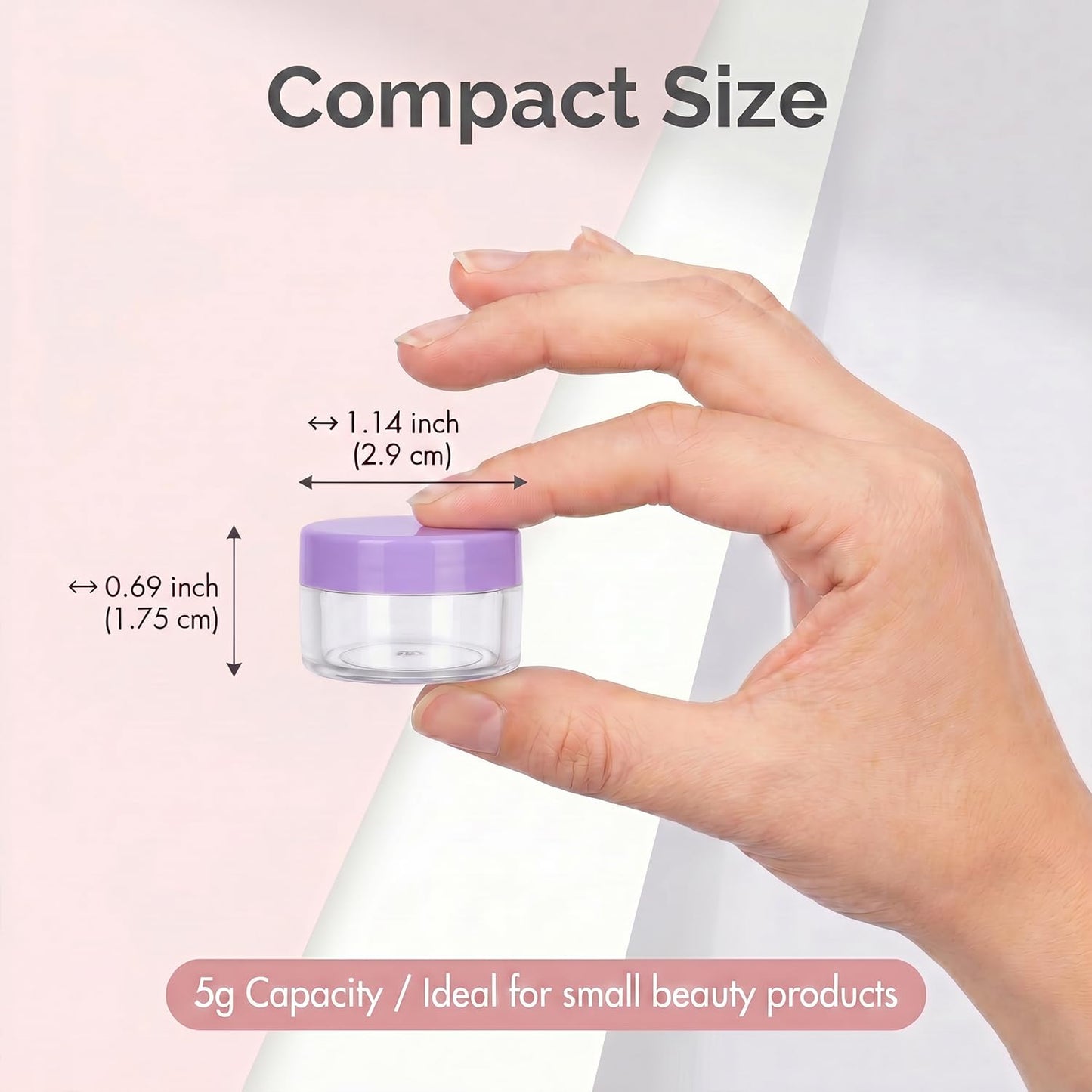 5 Gram Sample Jars with Lids, 100 Count 5ML Empty Cosmetic Containers for Makeup, Travel, Glitter, Lotion, Cream, Beads, with Labels, Mini Spatulas