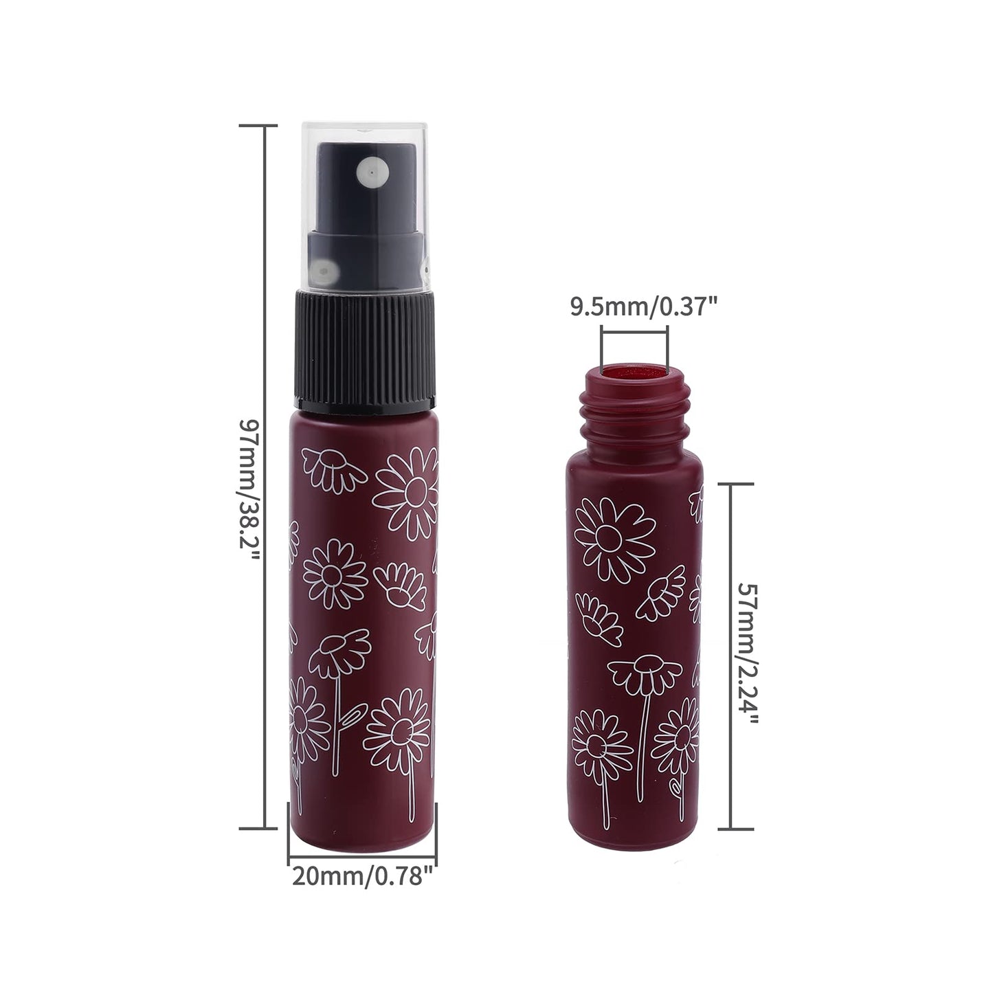 Newzoll 14 Pieces Empty Glass Spray Bottle, 10 ml/ 0.33 oz Fine Mist Sprayer Bottles Portable Refillable Perfume Container for Essential Oils, Travel (Red)