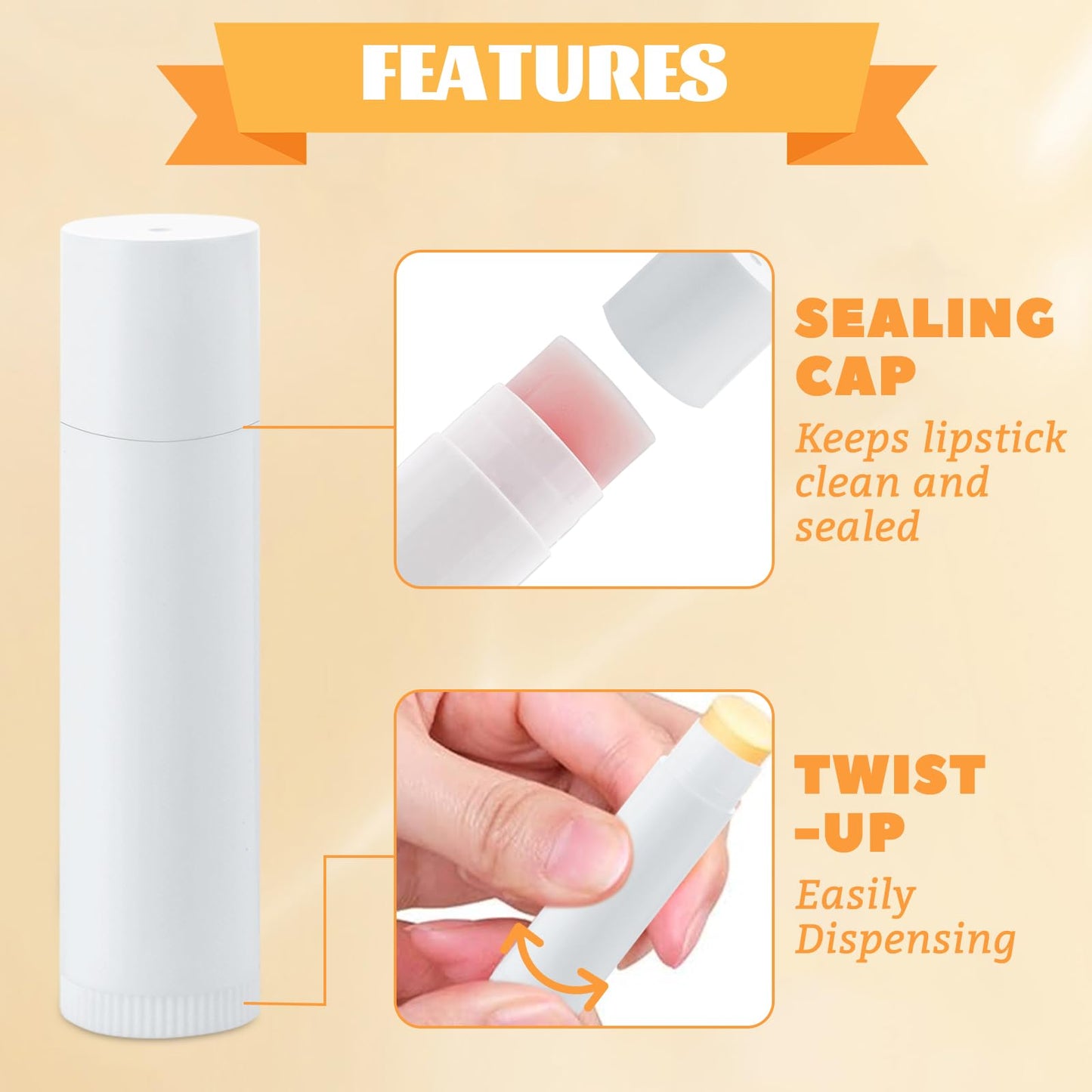 ABuff 200 Pcs Lip Balm Tubes 5g Empty Plastic Lip Gloss Balm Containers with Filling Tray and Spatula, White Empty Chapstick Tubes for DIY Homemade Lipsticks, Solid Perfume