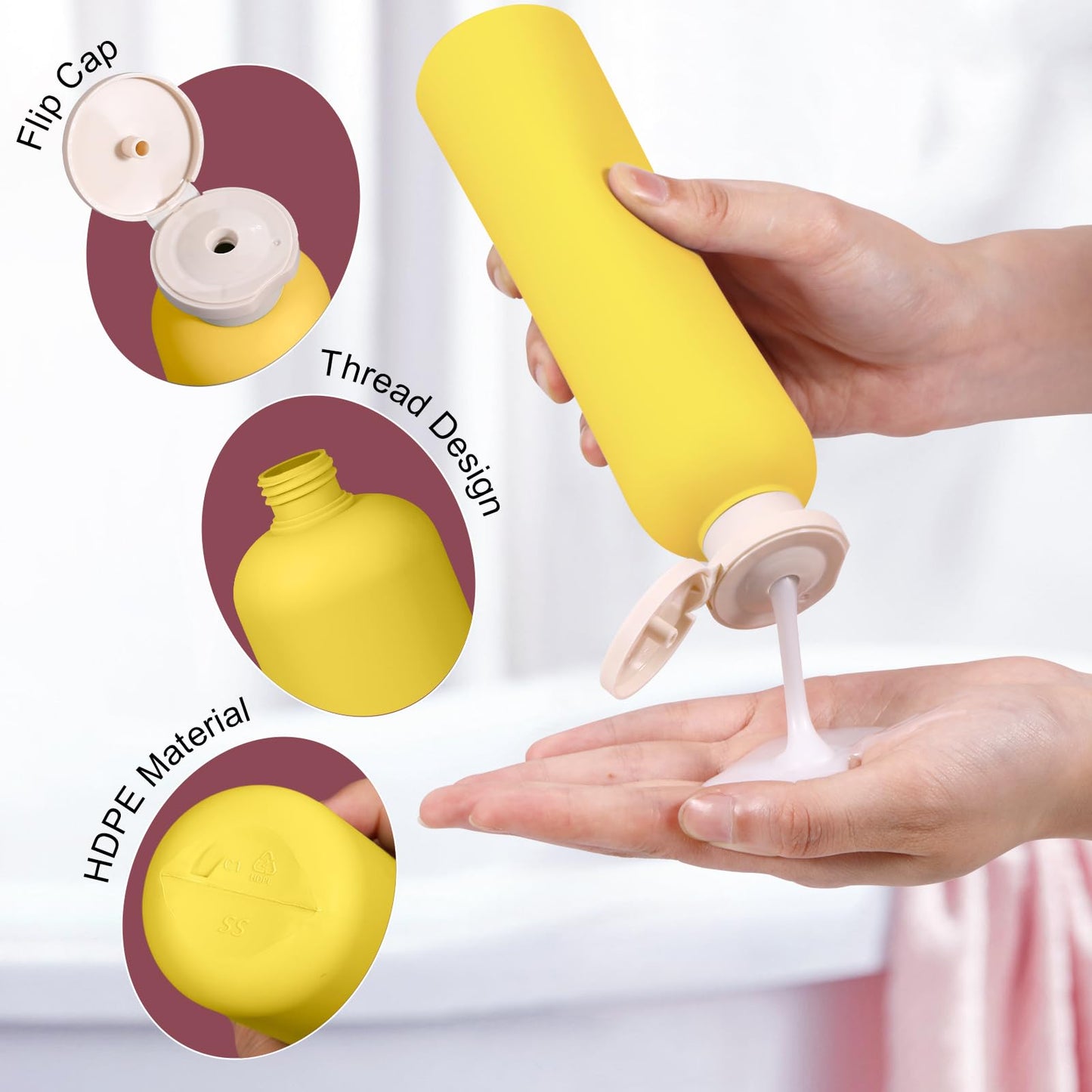 UMETASS Travel Shampoo Bottle, Empty Plastic Squeeze Bottles 8.8oz with Flip Cap, Lotion Container for Toiletries Travel Size Shampoo and Conditioner