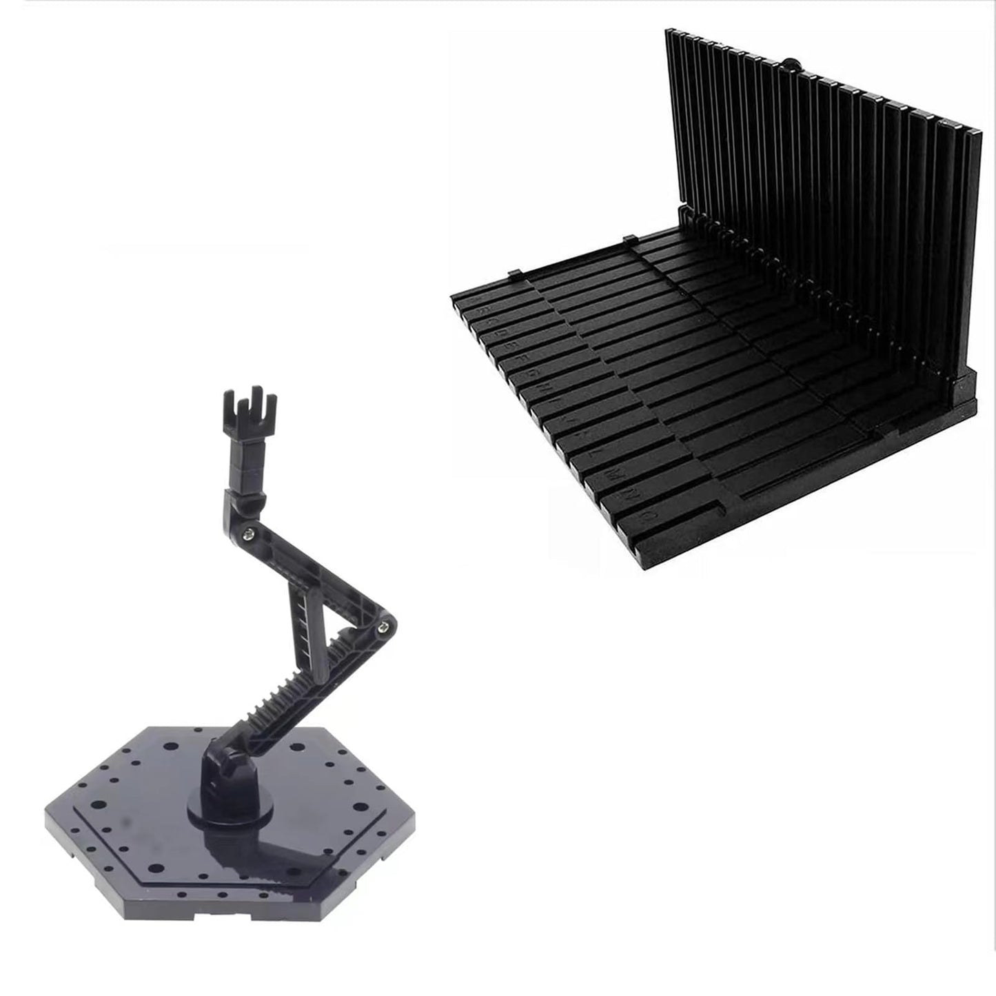 4-Pieces Model Kit Display Stand and Runner Storage System with Action Base, Suitable for Model Stand Action Figure Stand and HG, MG and RG Model Character Display Stand，Black.(Combination Set)