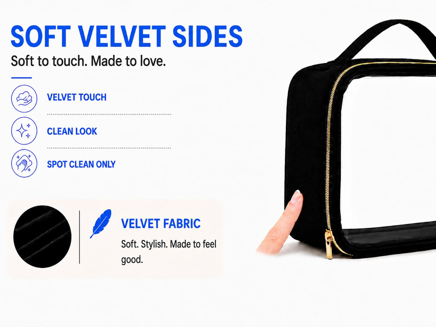 PACKISM Clear Makeup Bag Combo Pack, 1 TSA Approved Medium & Large for Checked Luggage, Clear Toiletry Bag with Handle, Water-resistant Travel Essentials Organizer, Black