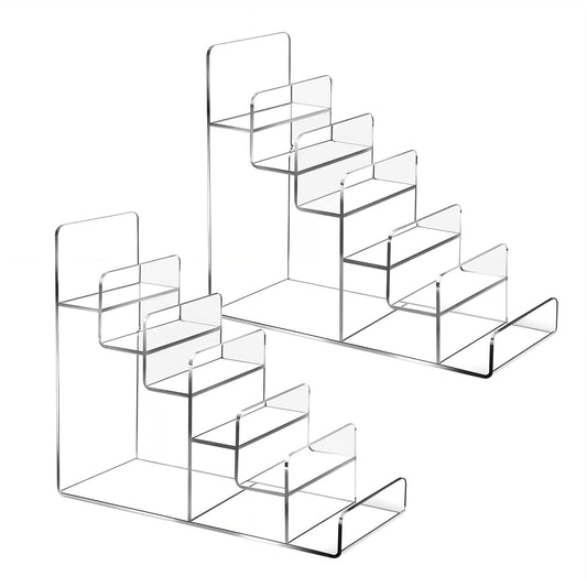 Acrylic Wallet Display Stand Purse Handbag Organizer, Clear Jewelry Riser Display Stand Purse Display Rack, Acrylic Display Shelf for Cosmetic Perfume Jewelry Sunglasses Handbag (2 PCS-6 Tier)