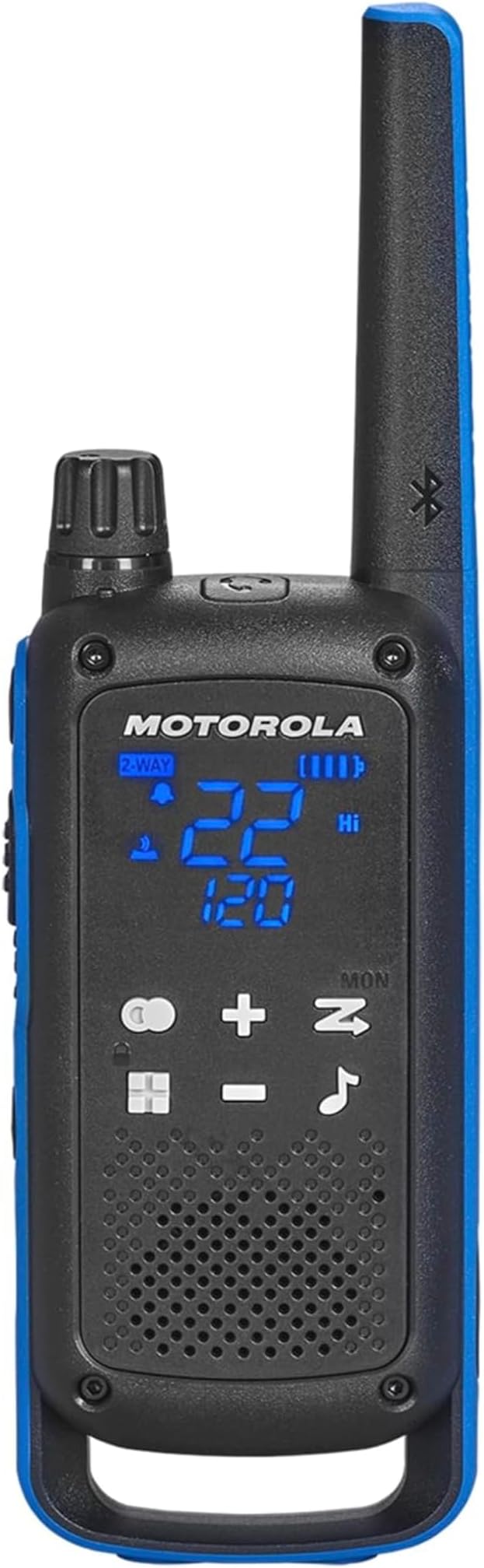 Motorola Solutions Talkabout T802 Portable FRS Two Way Radio 4 Pack Walkie Talkies Blue/Black 22 Channels with 4 PTT Surveillance Earpieces