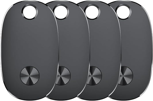 Tracker Tags-4 Pack, Bluetooth Tracker Works with Apple Find My APP (iOS Only), Keys Finder and Item Locator for Luggage, Backpack, Suitcases, Replaceable Battery, IP67 Waterproof weTag pro