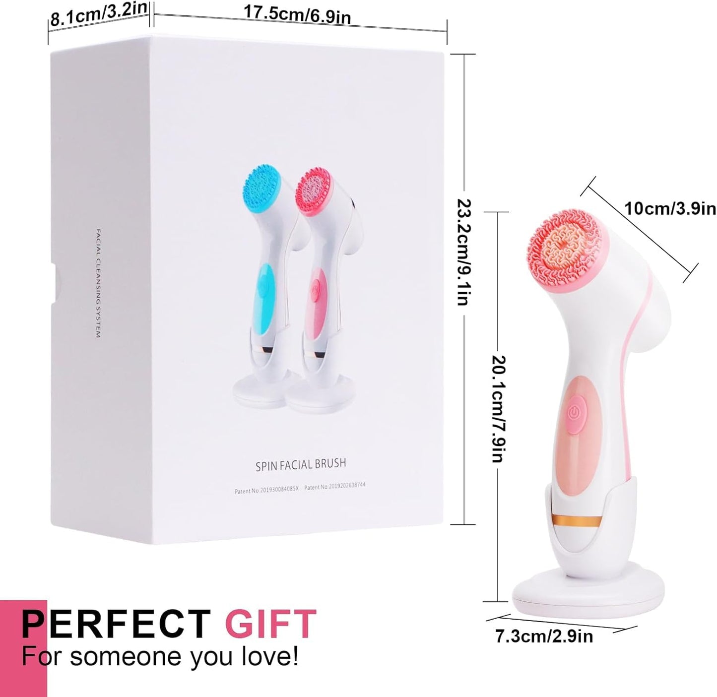 Beautivana Facial Cleansing Brush, Waterproof Dual-Rotation Face Scrubber with 3 Brush Heads & 2 Speed Settings, Rechargeable Exfoliating Face Brush for Deep Cleansing & Daily Skin Care (Pink)