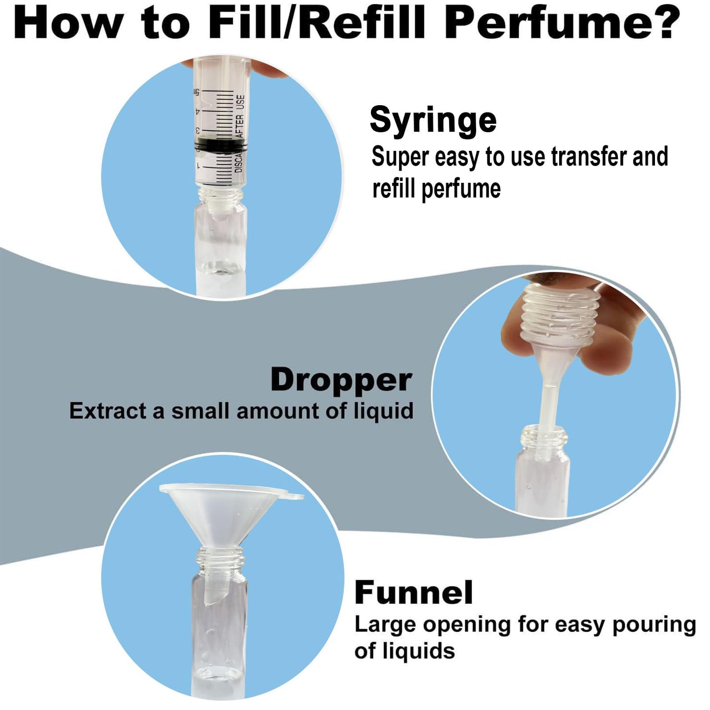 KBTYUDD 10 Pack 8ML Travel Perfume Bottle Refillable Empty Perfume Atomizer Cologne Travel Spray Bottle for Refill Portable Cologne Dispenser Mini Sprayer for Women Men Twist Tpye (Black)