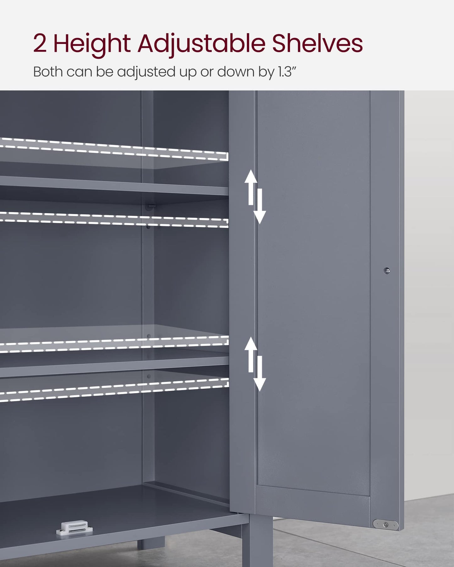 VASAGLE Floor Storage Cabinet, Freestanding Storage Unit with 2 Adjustable Shelves, for Bathroom Living Room Dining Kitchen, 11.8 x 23.6 x 31.5 Inches, Slate Gray UBCB60GY