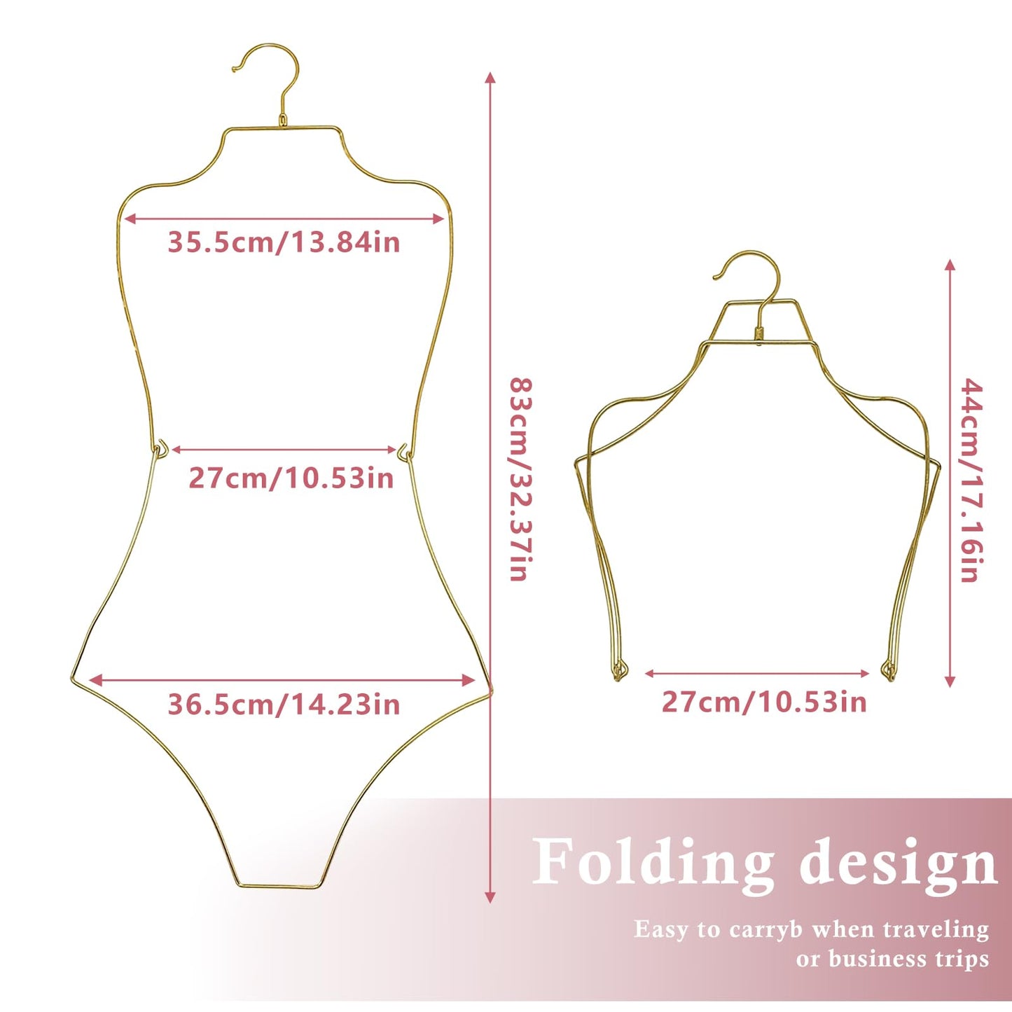 Swimsuit Hanger Lingerie Hanger Bathing Suit Hanger Display Hanger,Bikini Hanger Body Shape Display Rack Adults Accessories, Gold