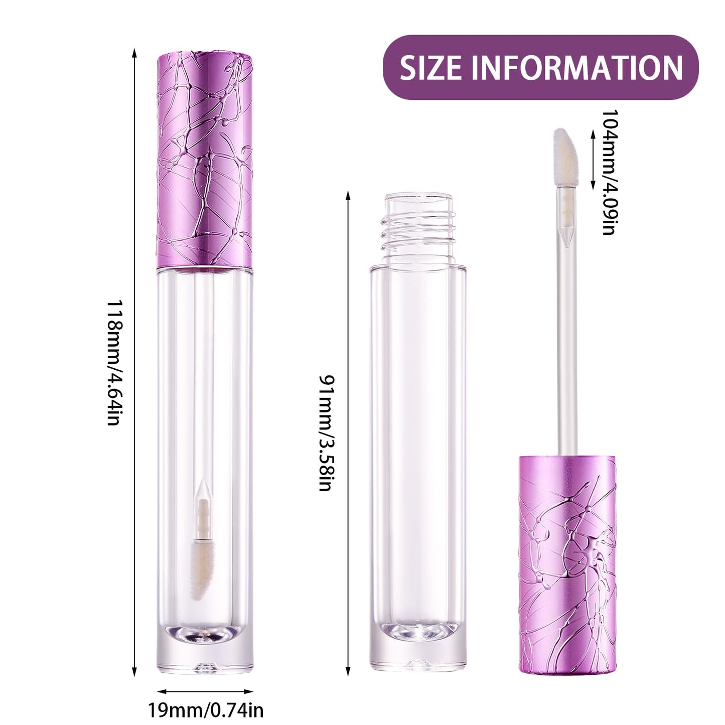 CAIYA 10Pcs Refillable Empty Lip Gloss Tubes with Wand, 6ml Cute Lip Gloss Containers Cosmetic Transparent Lip Glaze Bottles with Stoppers, Making Kit Lipstick Bottle for DIY Lip Glaze Samples(Purple)