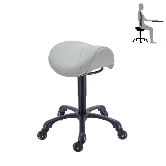 Coczeb Saddle Salon Rolling Stool with Wheels,Heavy Duty Adjustable Hydraulic Chair for Barber Tattoo Nail Spa Home Dentist(Gray)