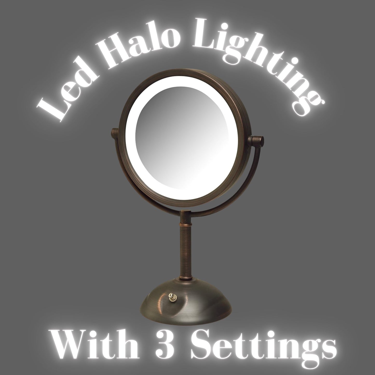 JERDON Tabletop Makeup Mirror with Lights - 1X/8X Magnification - Bronze 8.5" Vanity Mirror - Model HL8808BZL