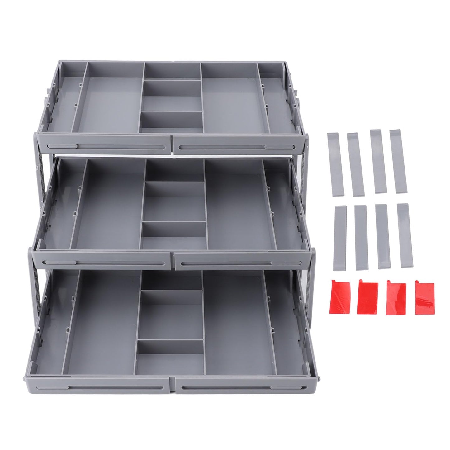 Drawer Organizer, Multi Layer Drawer Foldable Storage Box for Dresser Bathroom Kitchen Office, Expandable Folding Jewelry Organizer Tray (3 Layers)