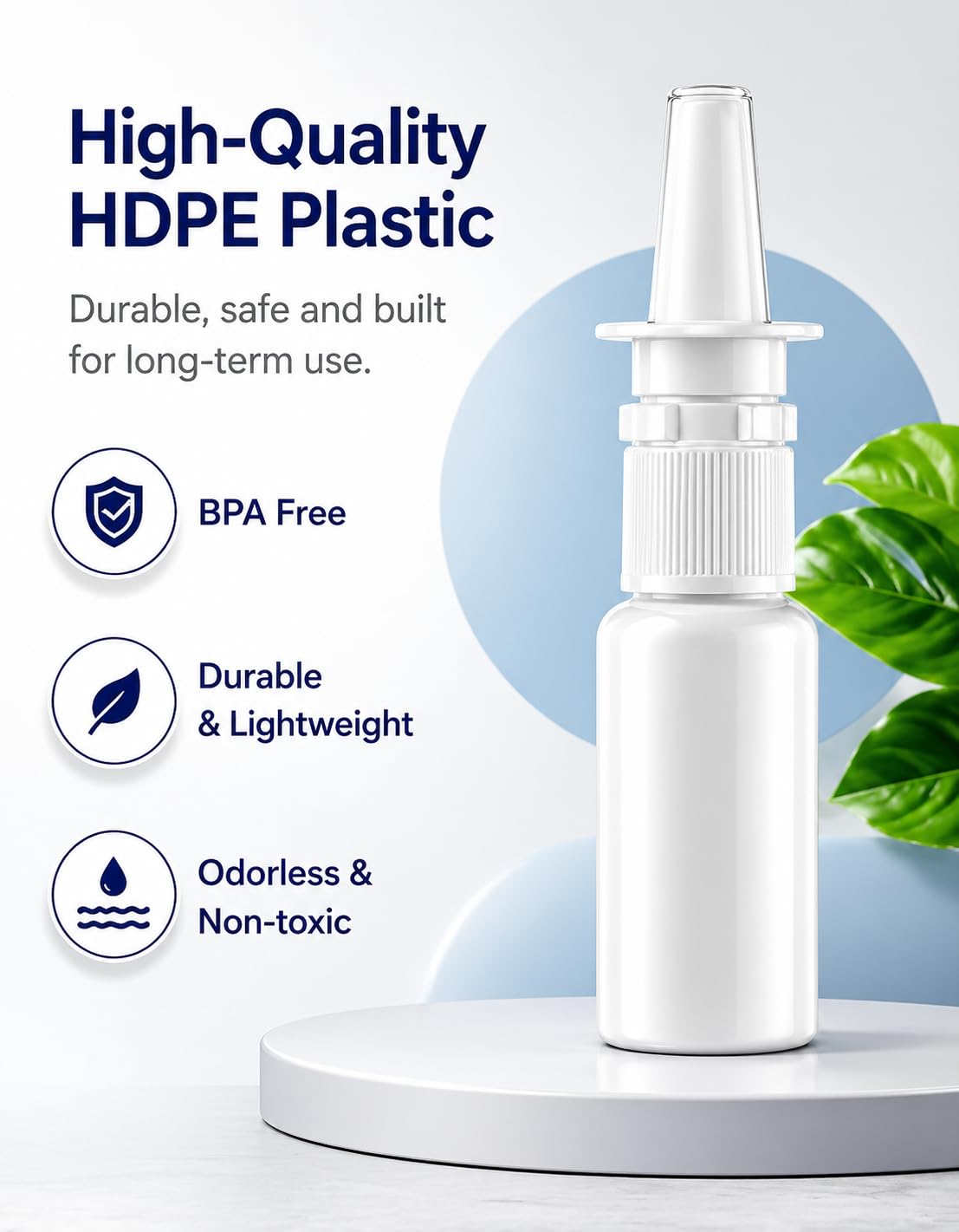 JULLY! 3-Pack 30ML Unique Mist Nasal Spray Bottle – Refillable Pump Sprayer for Nose, Durable HDPE Plastic, Leak-Proof Travel Size for Saline, Personal Care & Home Use, Easy-to-Use Dosage Mechanism