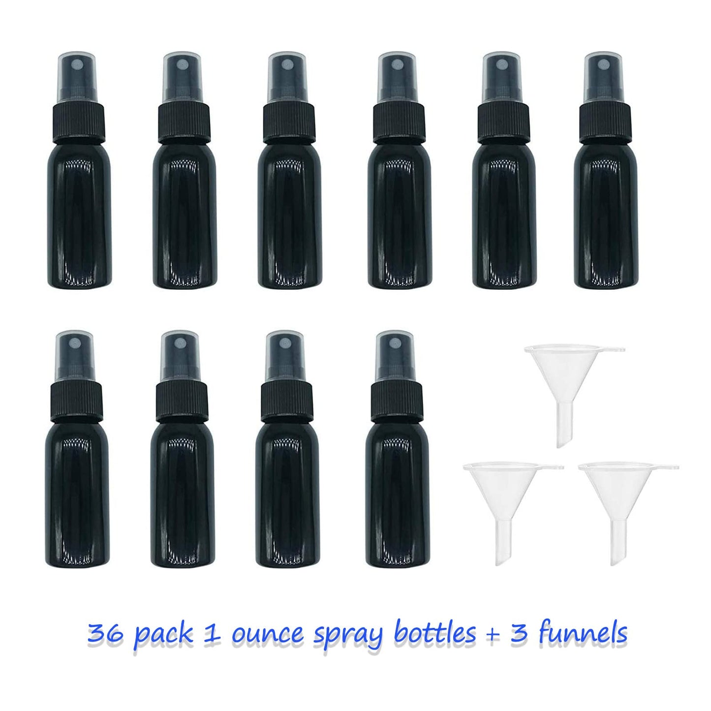 HOSL 36Pack 1 Ounce spray bottles Refillable Fine Mist Spray Bottles Perfume Sprayer Bottle Cosmetic Atomizers Spray Bottles for cleaning (Black)