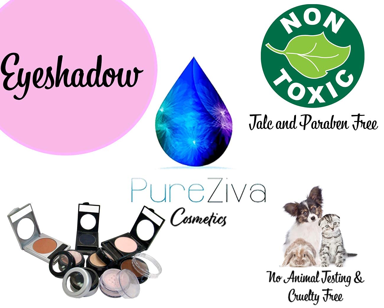 Pure Ziva Burgundy Foil Purple Violet Mauve Shimmering Metallic Pressed Powder Single Vegan Eyeshadow; Talc, Paraben & Cruelty Free