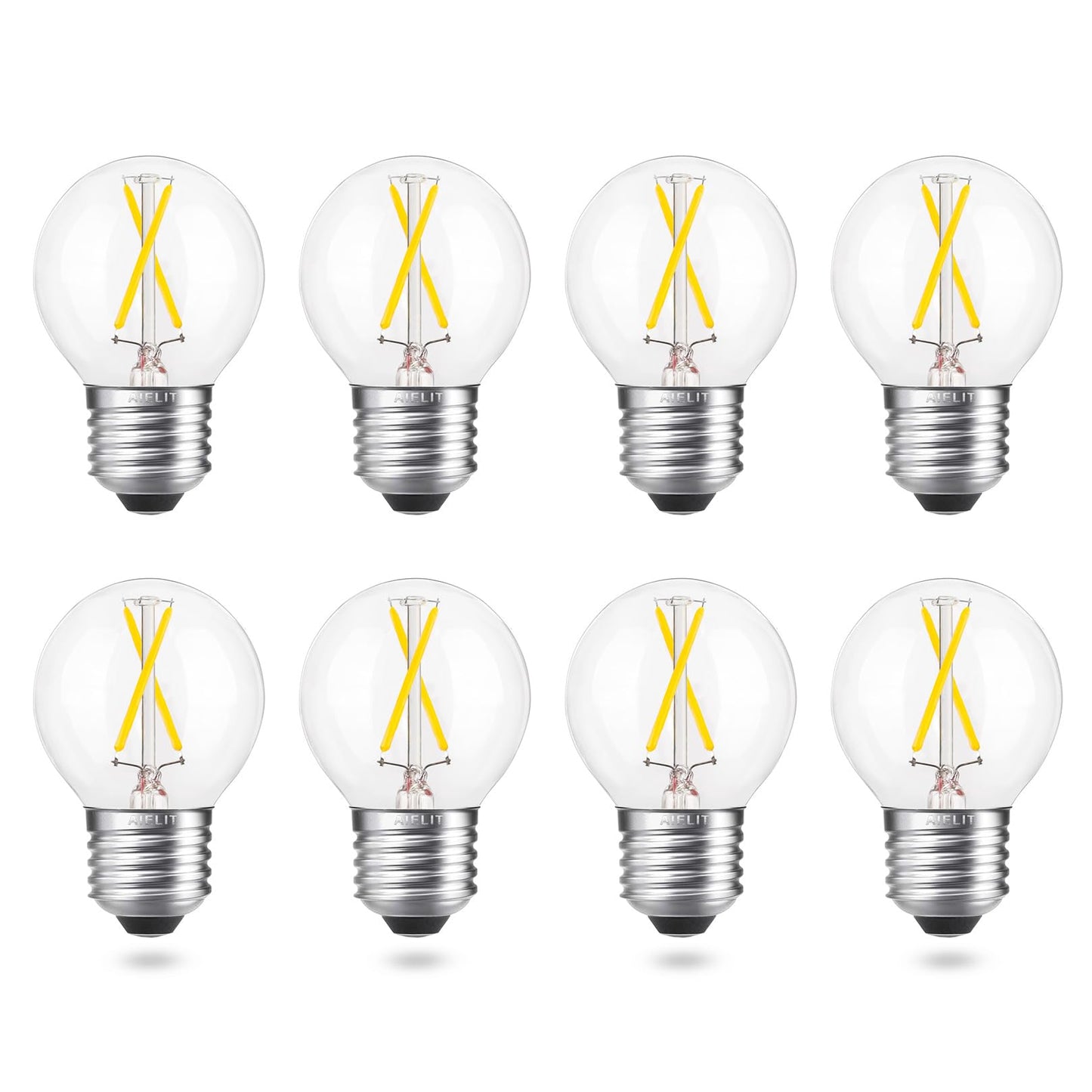AIELIT 2 Watt(25-30W Equivalent) LED Vanity Light Bulb, A15 Globe Bulb, Bright White 5000K, E26 Medium Base, Ideal for Bathroom Mirror, Porch, Strip Lights, Ceiling Fan, Night Light, Dimmable, 8 Pack