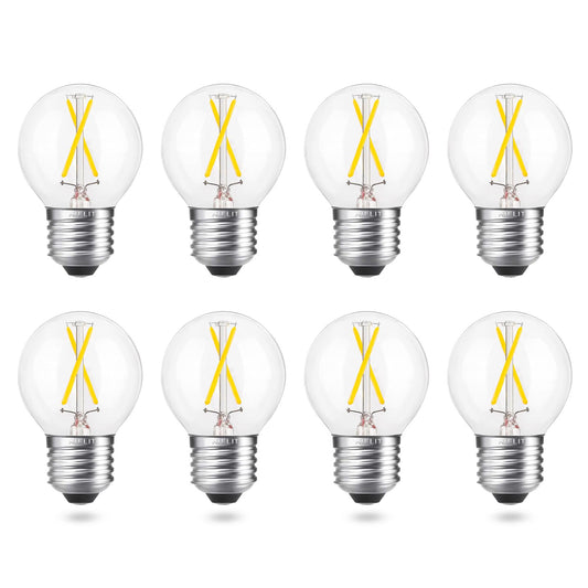 AIELIT 2 Watt(25-30W Equivalent) LED Vanity Light Bulb, A15 Globe Bulb, Bright White 5000K, E26 Medium Base, Ideal for Bathroom Mirror, Porch, Strip Lights, Ceiling Fan, Night Light, Dimmable, 8 Pack
