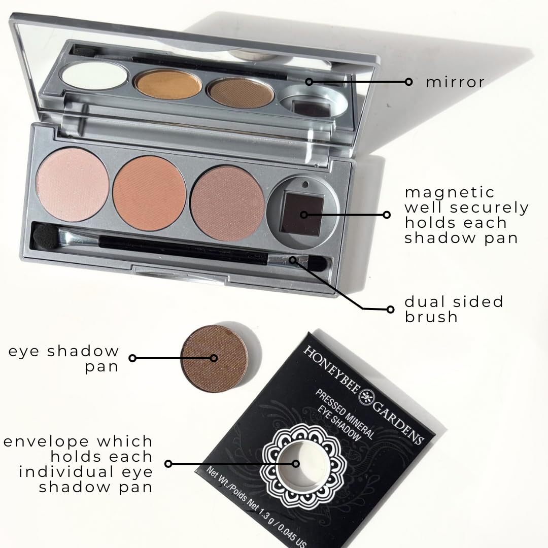 Honeybee Gardens Skinny Dip Eye Shadow Palette, 4 Highly Pigmented Shades, Long-Lasting Luxe Finish, Vegan, Cruelty-Free, Gluten-Free, Paraben-Free, 1.3g Each