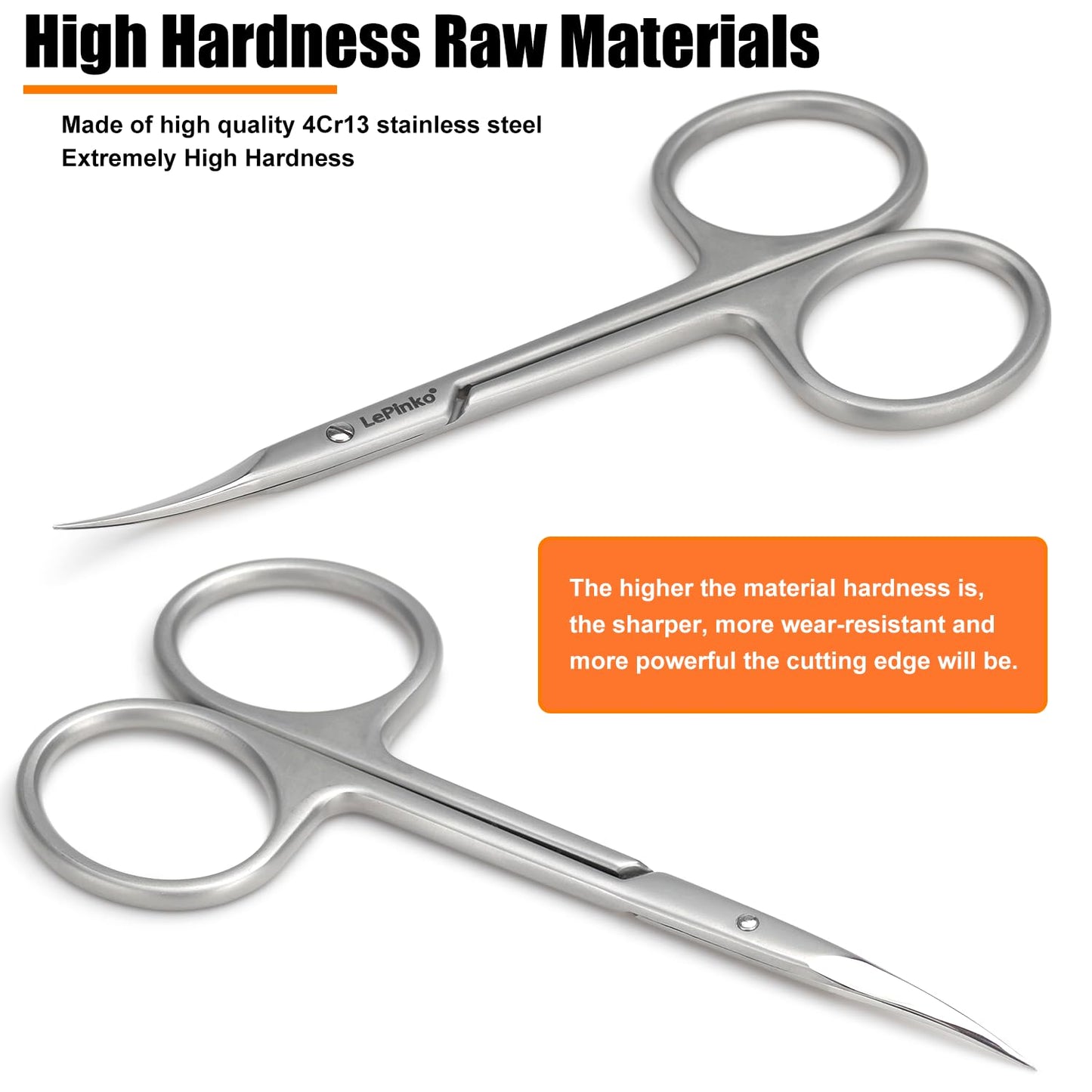 LePinko Professional Cuticle Scissors, Fully Forged, Sharper and More Wear-resistant, Long Blades