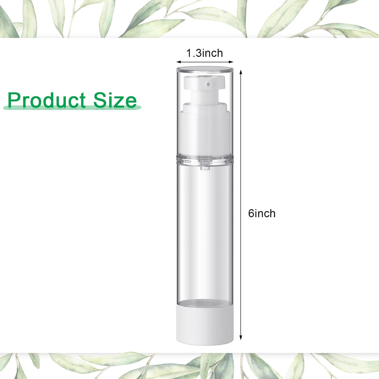 Sabary 60 Pcs Clear Airless Pump Bottles Refillable Cosmetic Travel Size Dispenser Vacuum Plastic Travel Bottles Empty Lotion Pump Dispenser Liquid Toiletry Container(1.7 oz)