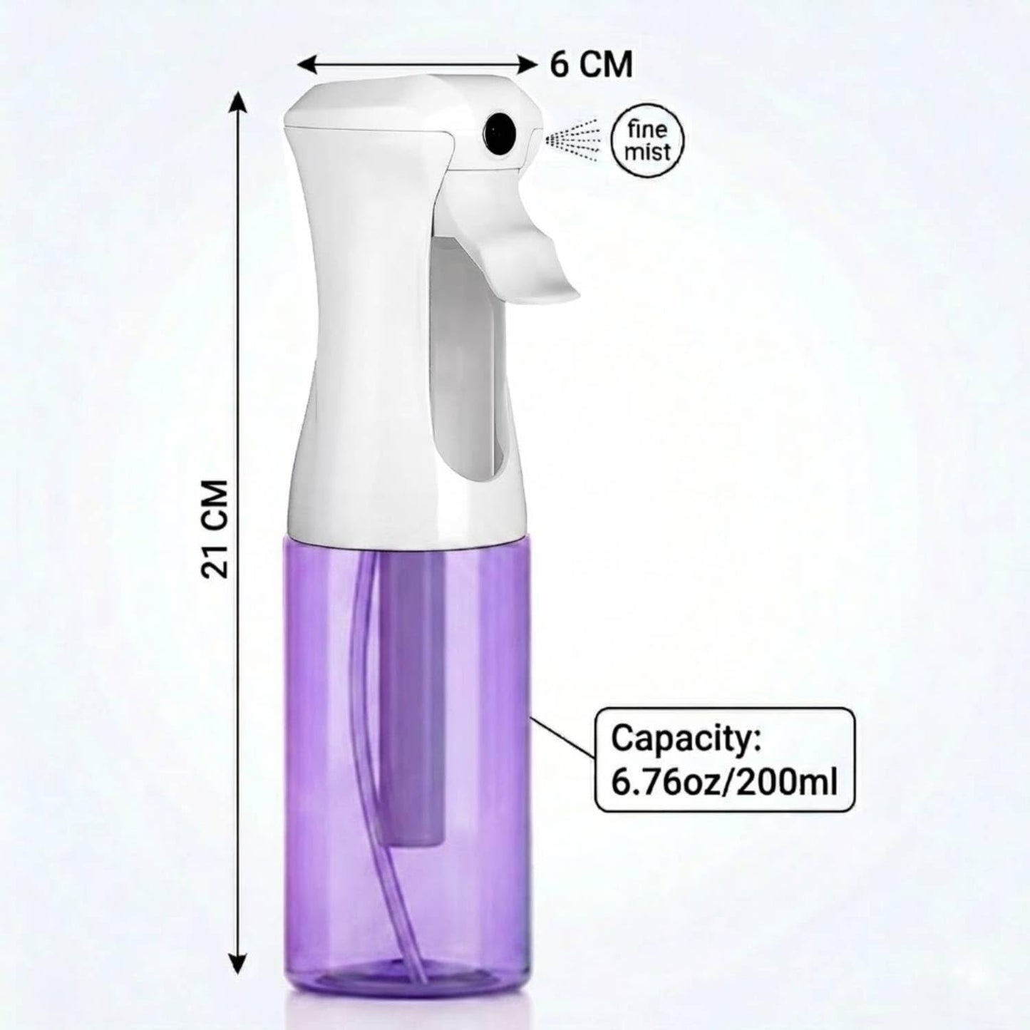 VIGOR PATH Continuous Fine Mist Spray Bottle – 6.7oz/200ml Refillable Water Mister for Hair, Cleaning, Plants & Beauty (Variety Pack)