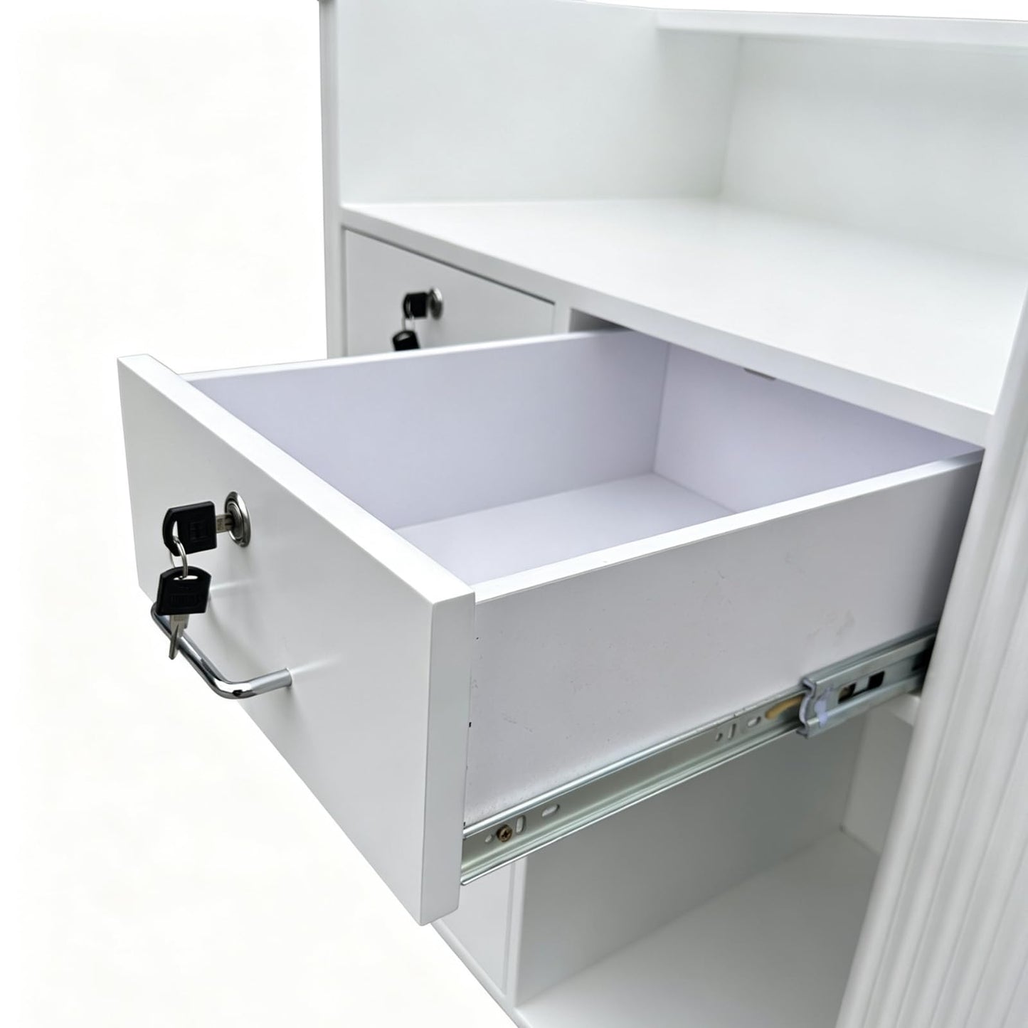 Modern Reception Desk with Counter,White Upgraded Front Counter Table for Beauty, Spa, Nail, Hair Salon, Lobby,1200 * 600 * 1000mm(47 * 24 * 39'')