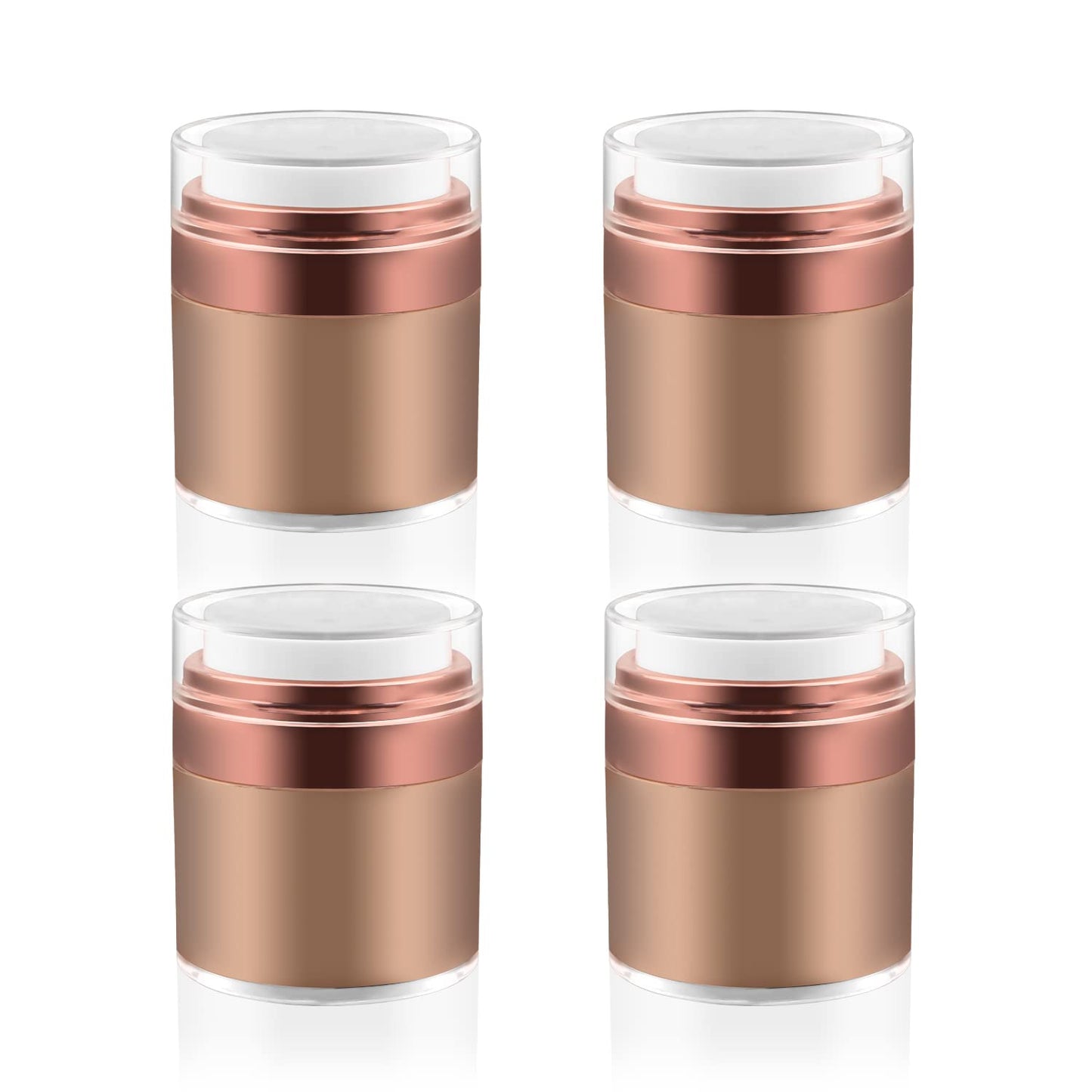 Cositina 4 Pack Airless Pump Jars,1.7Oz/50ml Empty Acrylic Airless Makeup Cosmetic Jar with Press Pump,Refillable Travel Lotion Jar With Lid for Thick Moisturizer,Creams,Gel Lotion,Rose-Golden