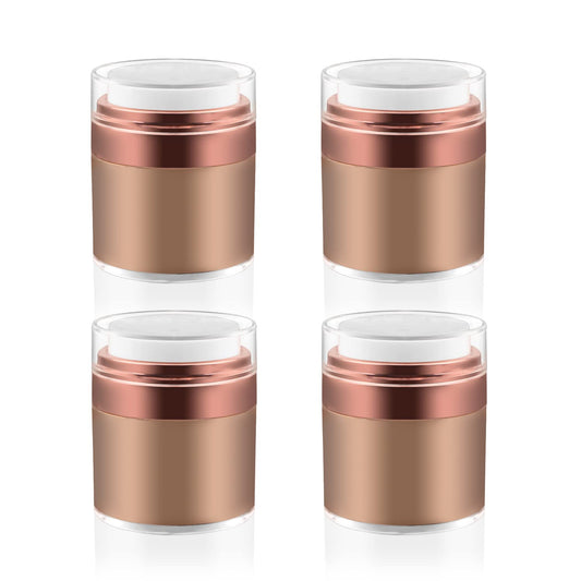 Cositina 4 Pack Airless Pump Jars,1.7Oz/50ml Empty Acrylic Airless Makeup Cosmetic Jar with Press Pump,Refillable Travel Lotion Jar With Lid for Thick Moisturizer,Creams,Gel Lotion,Rose-Golden