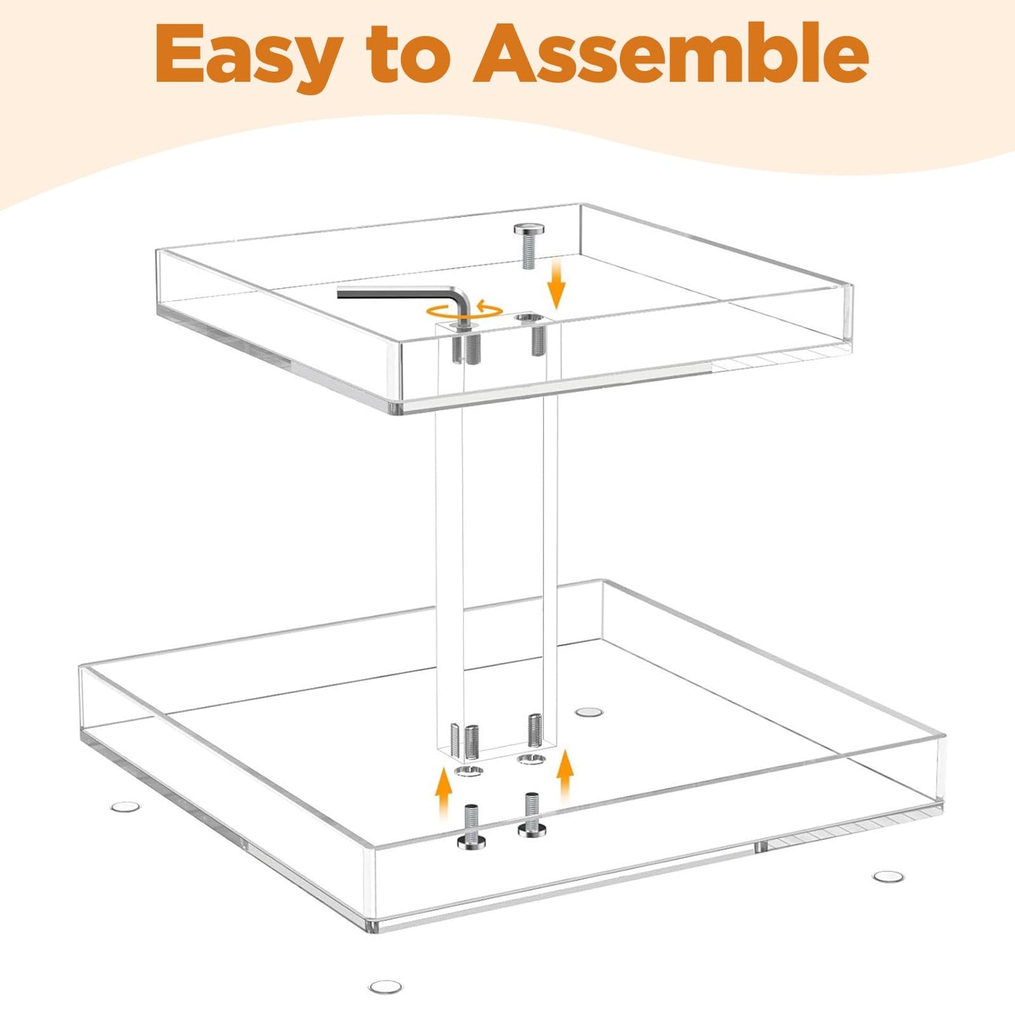 hidyuuoo 2-Tier Acrylic Bathroom Cosmetic Storage Organizer for Dresser and Countertop Standing Perfume Tray for Bedroom Decor