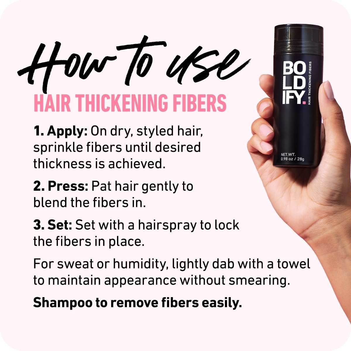 BOLDIFY Hair Fibers (28g) - Fill In Thinning and Fine Hair for an Instantly Fuller, Thicker Look - 14 Shades for Women & Men - Gray