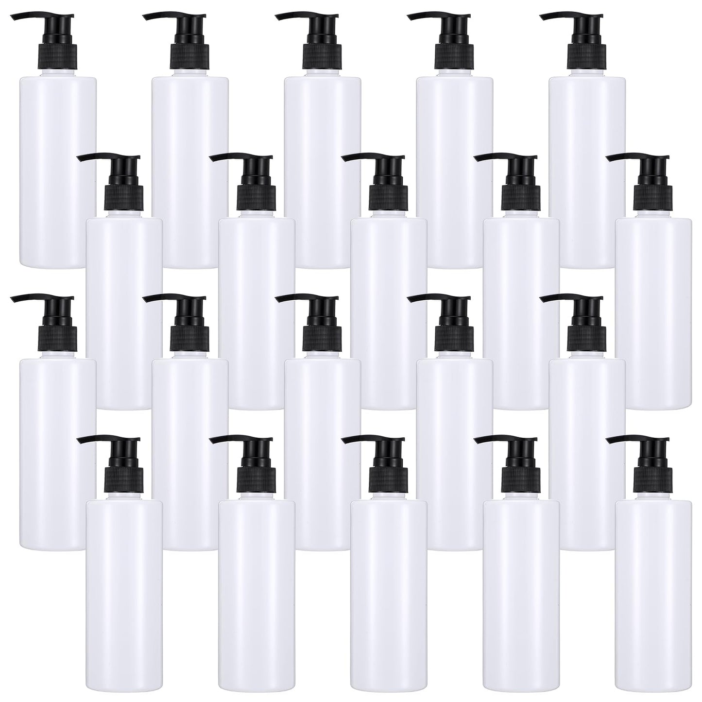 20 Pcs Plastic Pump Dispenser Bottle 8 oz Refillable Plastic Bottles Bulk Lotion Container Travel Lock Empty Container for Shampoo Massage Oil Dispensing