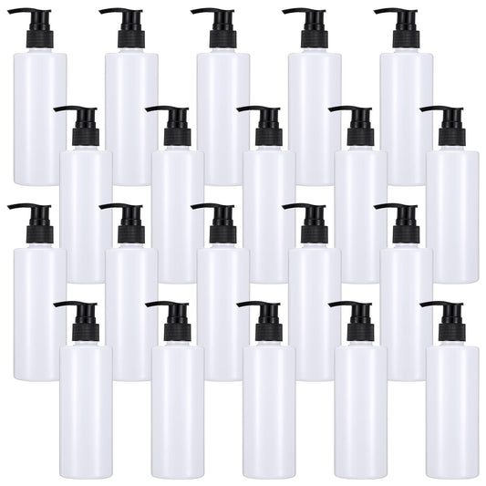 20 Pcs Plastic Pump Dispenser Bottle 8 oz Refillable Plastic Bottles Bulk Lotion Container Travel Lock Empty Container for Shampoo Massage Oil Dispensing