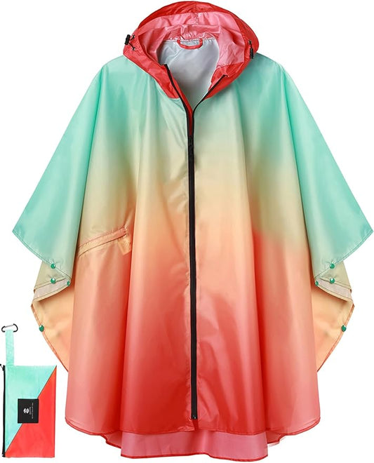 SaphiRose Unisex Rain Poncho Waterproof Raincoat Hooded for Adults Women with Pockets