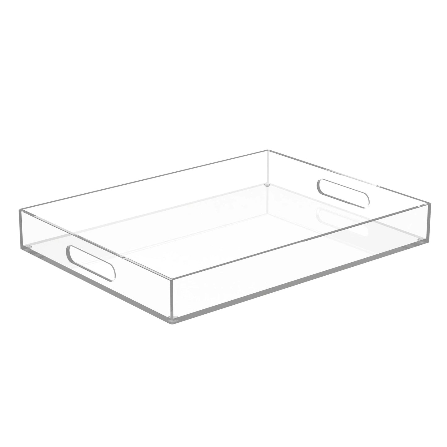 ATZYmolin 16"x12" Large Acrylic Serving Tray Decorative Ottoman Coffee Table Vanity Tray Tea Fruit Platter Snack Appetizer Dessert Drink with Handles for Bar Kitchen Party, Clear