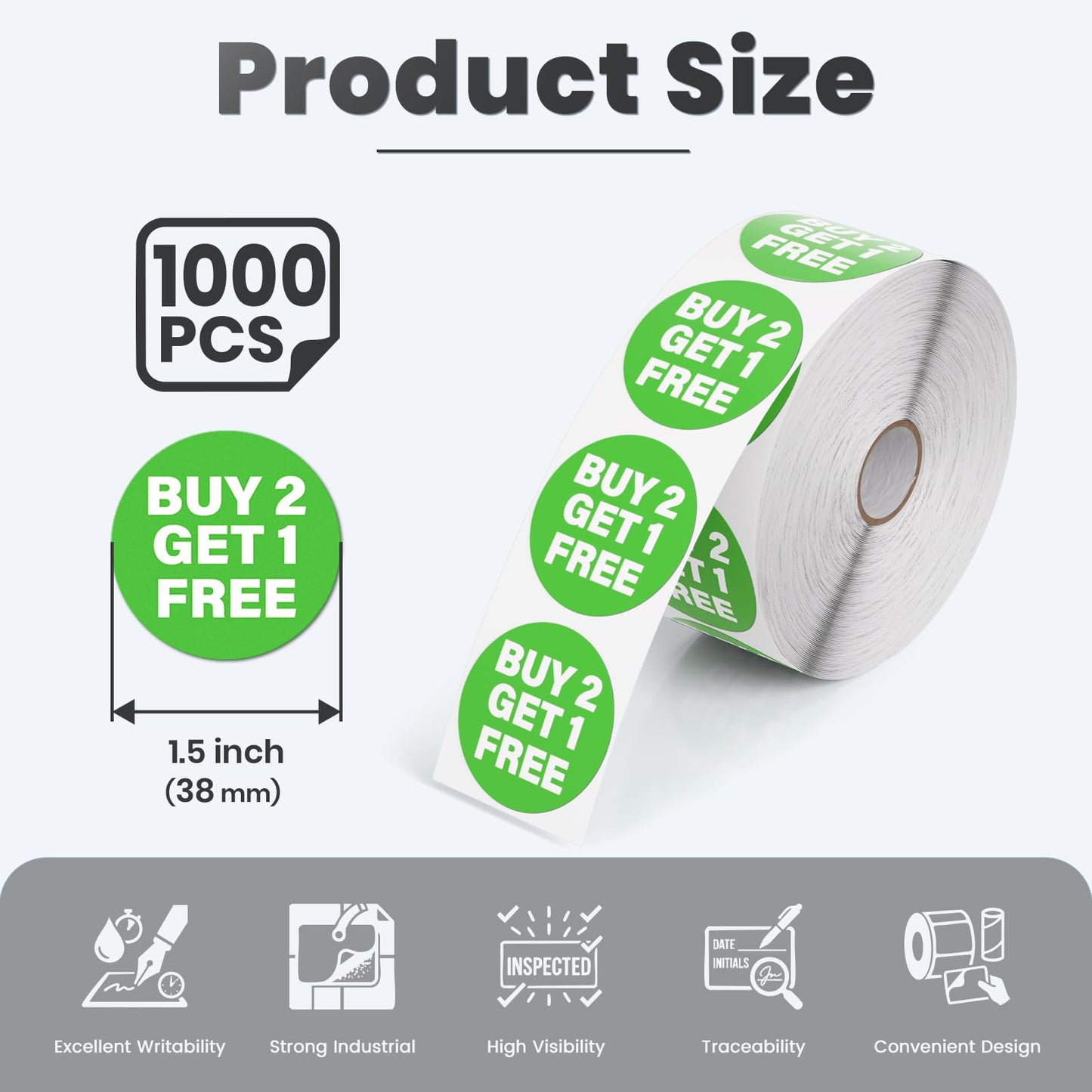 Anobell Buy 2, Get 1, Labels Stickers 1000 Pcs Vinyl Waterproof 1.5 Inch