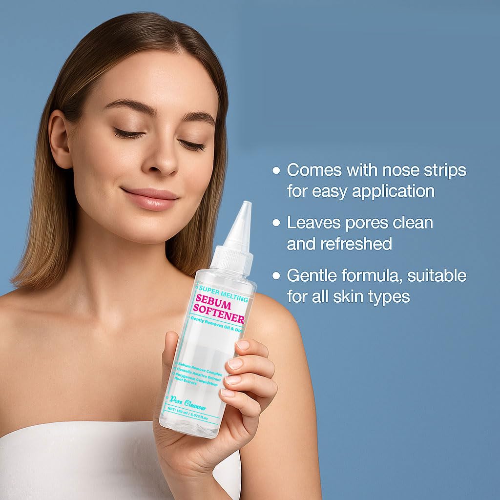 Lanthome Super Melting Sebum Softener for Pore Cleansing Solution, Blackhead Softener, 10-Minutes Melts Away Blackheads and Sebum for Oily Nose 150mL with 40 Skin Wrap Cotton Pads