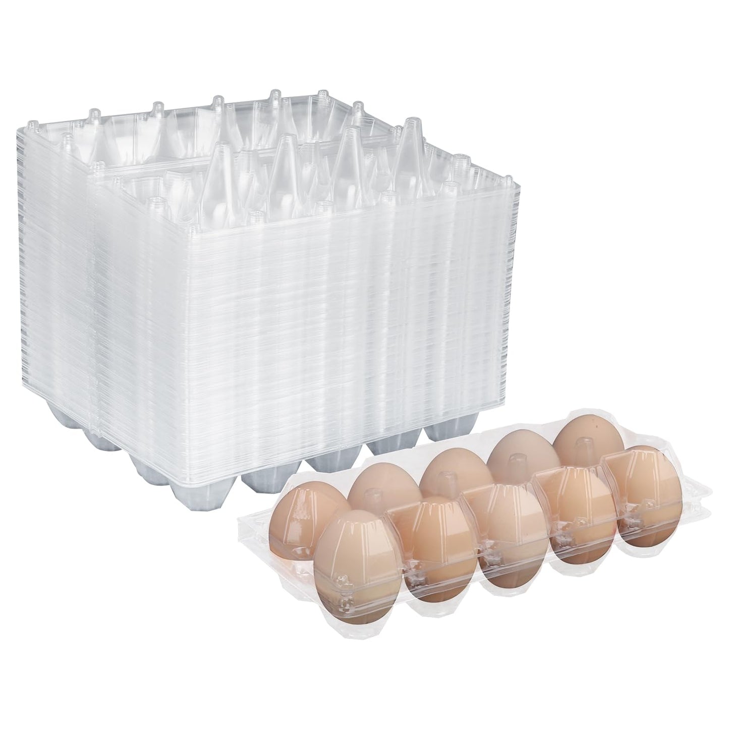 KUKLIPJIM 80 Pack Bulk Egg Cartons, Clear Plastic Chicken Egg Holders, Egg Tray Carton Holder for Home & Kitchen, Farm & Market Use, An Eco-Friendly Egg Storage Solution, 10 Grids(Medium Size)
