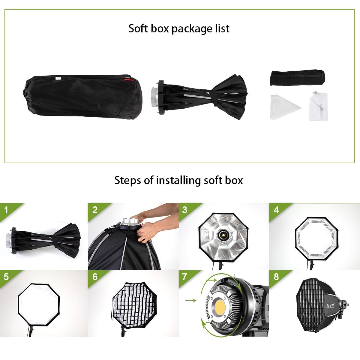 GVM 80W Softbox Lighting Kit with APP Control, Professional Studio Photography Lighting with Digital Display, LED Video Light Color Temperature 5600K and CRI 97+ for Portrait Product Fashion Shoot