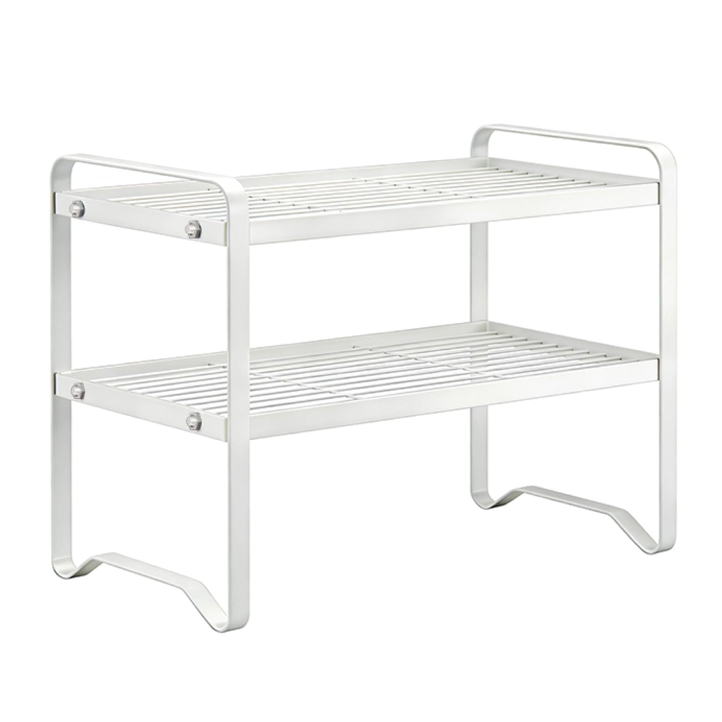 HGZBS Metal Wire Cabinet Shelf - Multi-Functional Storage Solution for Kitchen, Pantry, Countertop & Under Cabinet - Spice Holder, Bookshelf & Cup Display Stand - White, 2-Tier 16" L