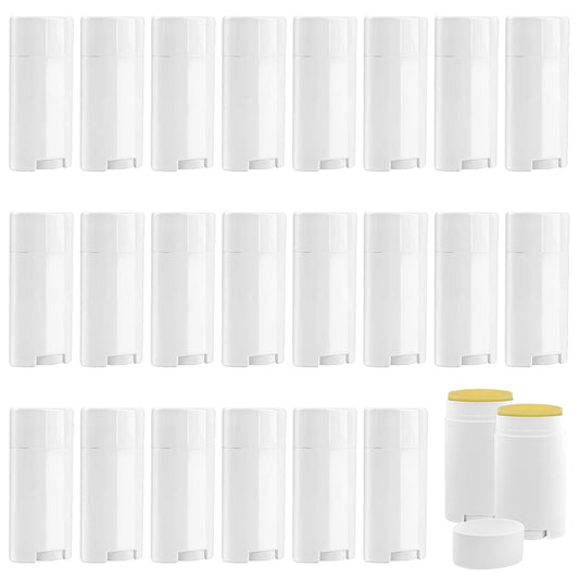 Zynexa 30 Pack 75ml/2.5oz Empty Deodorant Containers Refillable Deodorant Tubes White Oval Twist-Up Lip Balm Tubes for Homemade DIY Lipstick Crayon Lotion Chapstick