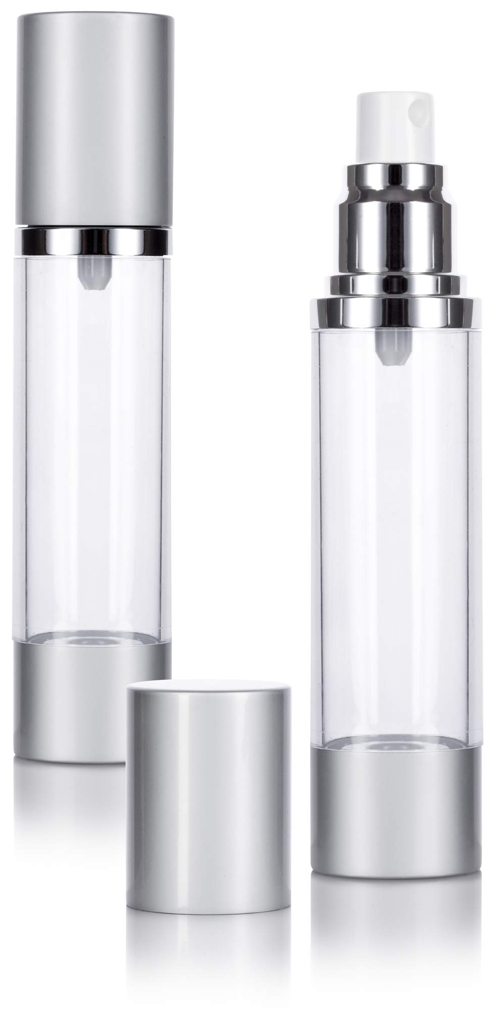JUVITUS (2 Pack) 1.7 oz Acrylic Airless Spray Bottle Silver Matte Travel Storage