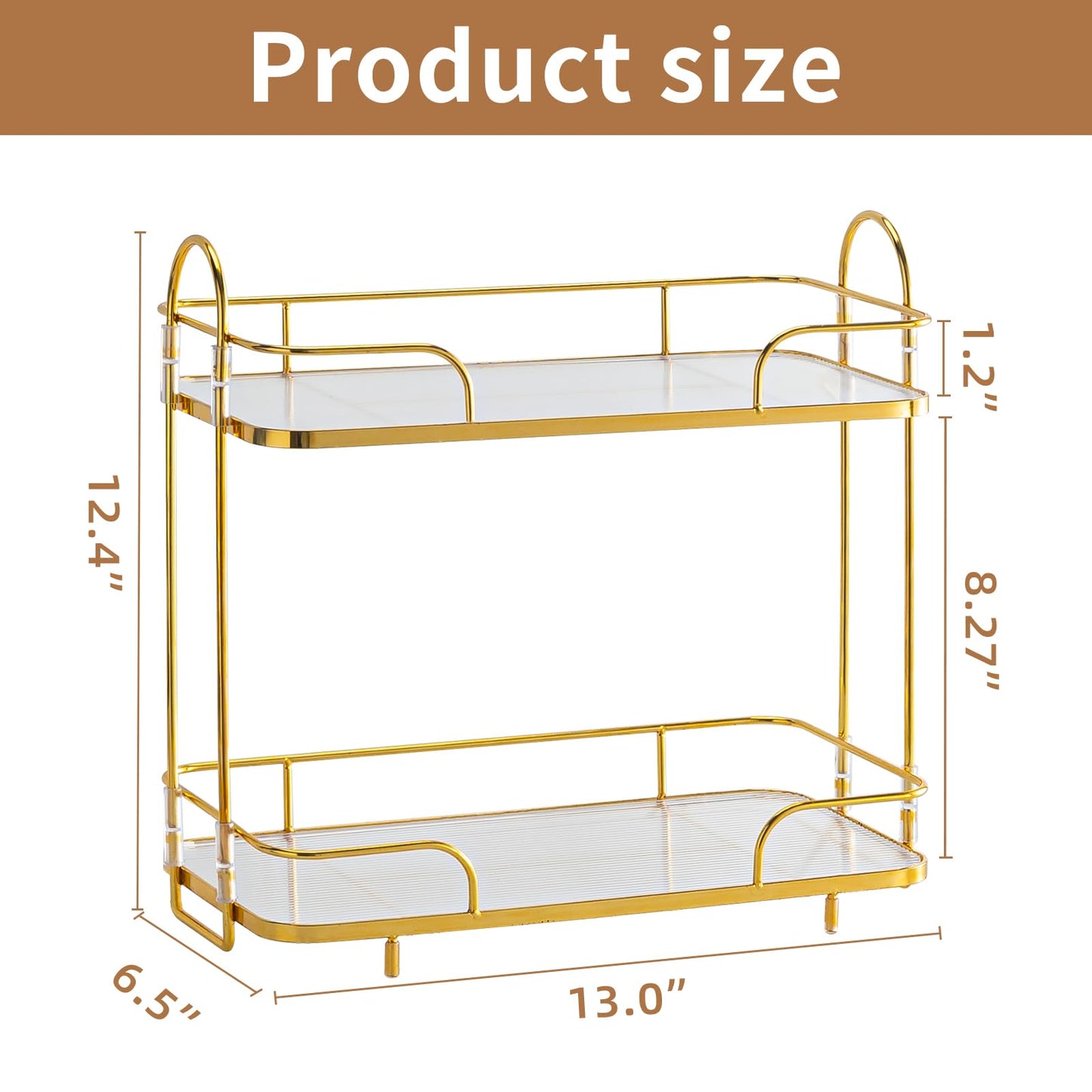 2 Tier Corner Bathroom Counter Organizer, Cosmetic Skincare Organizer, Bathroom Countertop Perfume Tray Vanity Organizer, Kitchen Spice Corner Storage Shelf