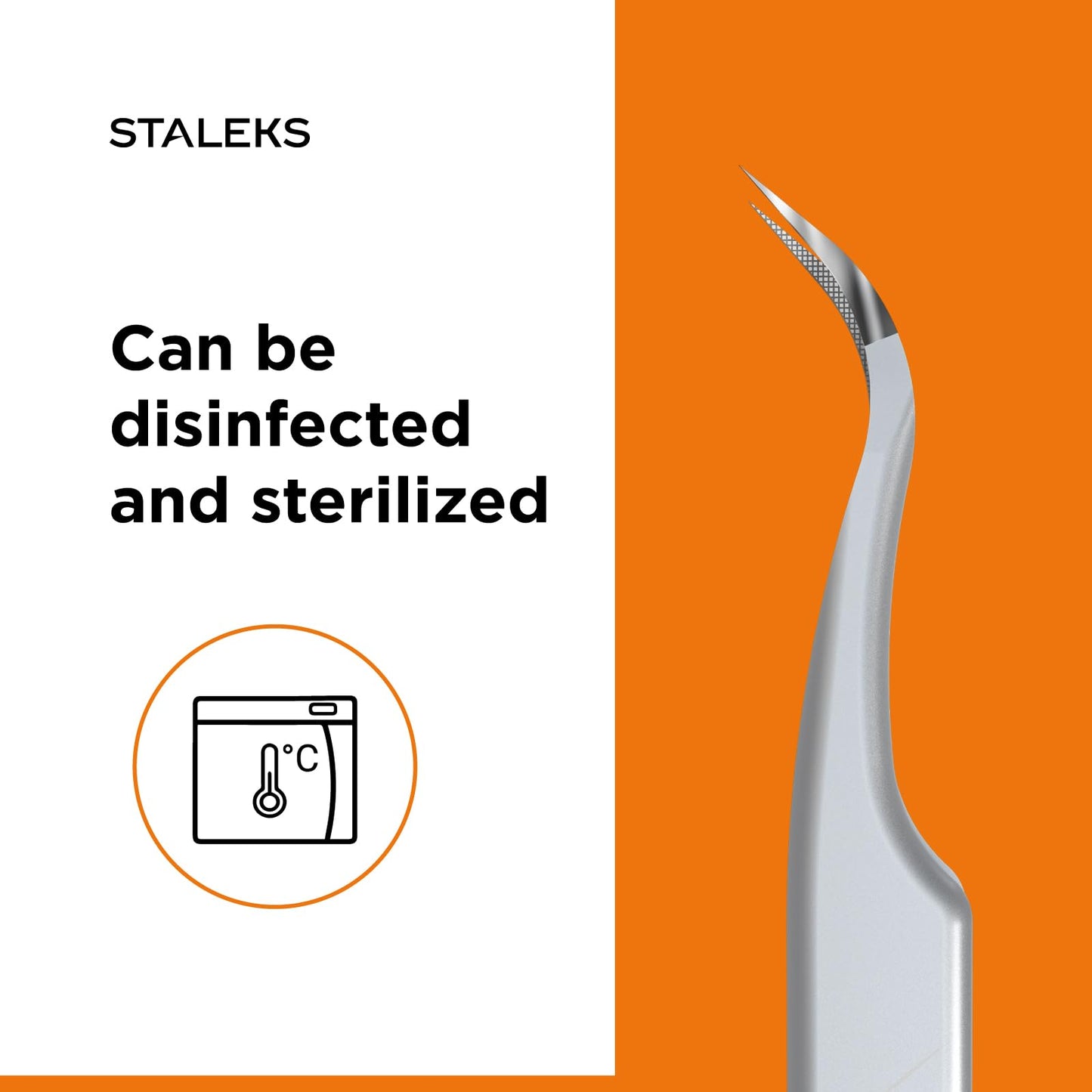 STALEKS PRO Expert 45 Type 1 Professional Eyelash Tweezers (Curved) – Stainless Steel with Nano-Notches for Volume & Mega-Volume Lash Extensions