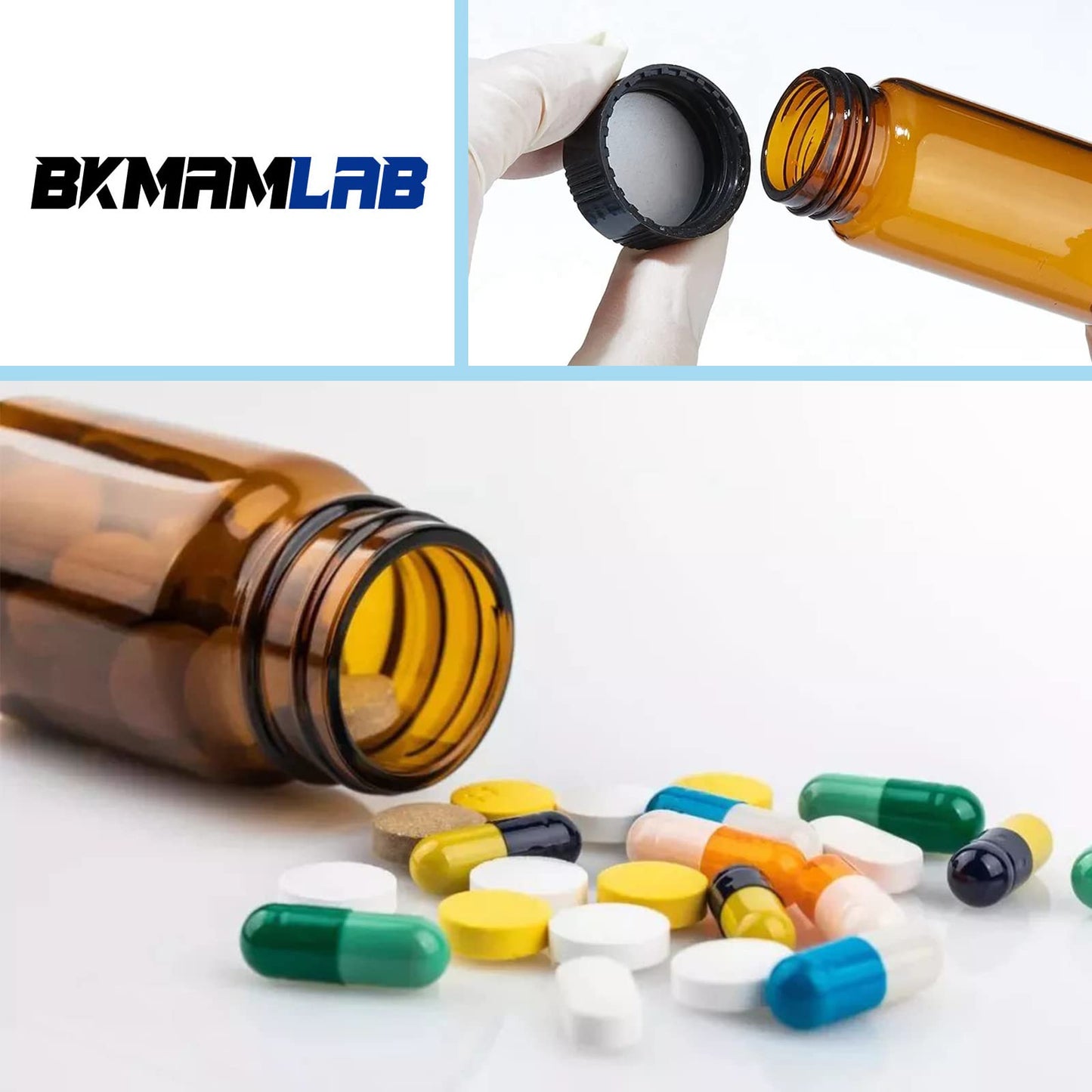BKMAMLAB 4ml Amber Small Glass Vials 100pcs with Screw Caps(100pcs)