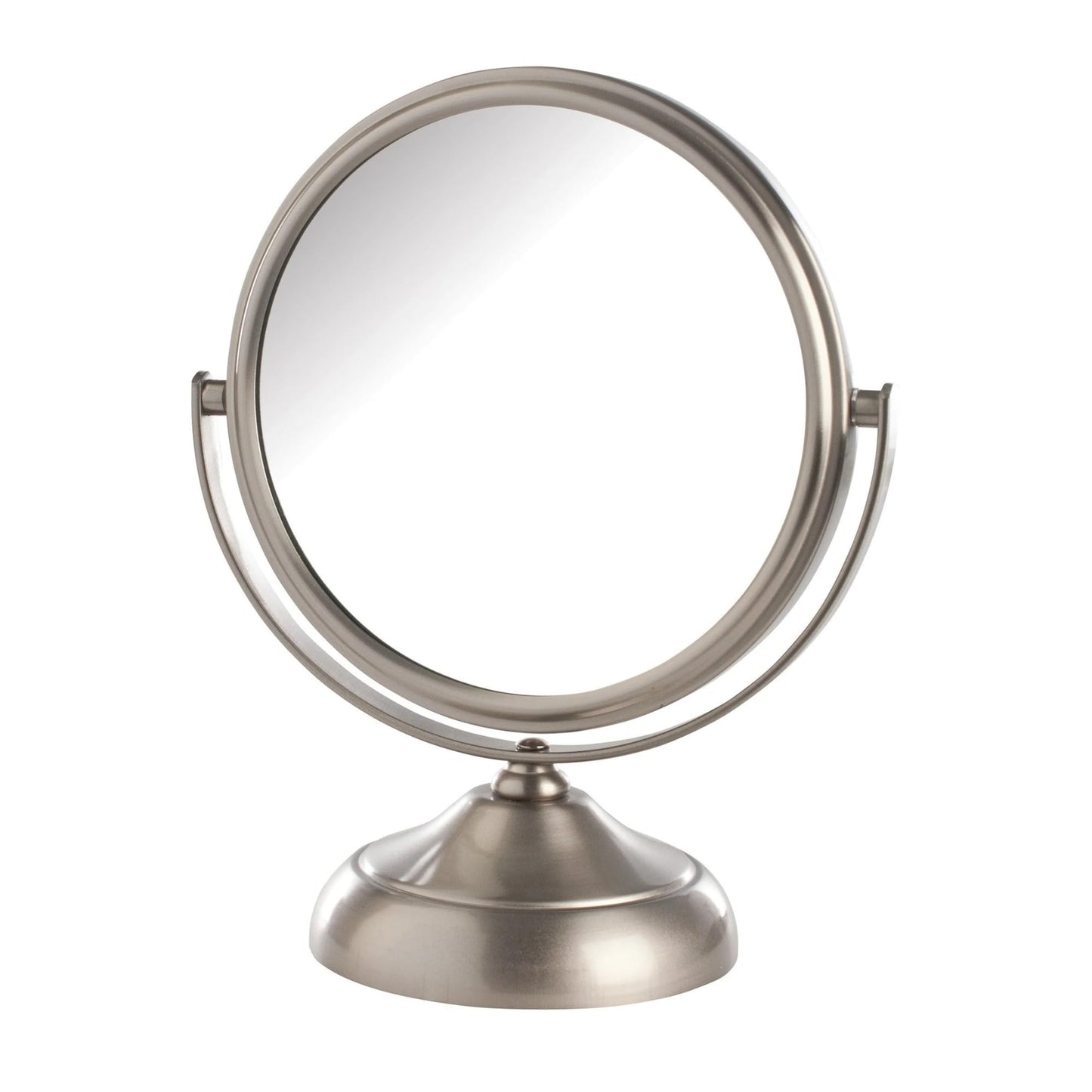Small Tabletop Magnifying Mirror - 5.5” Diameter Mirror with 5X-1X Magnification - Nickel Finish - Model MC247N