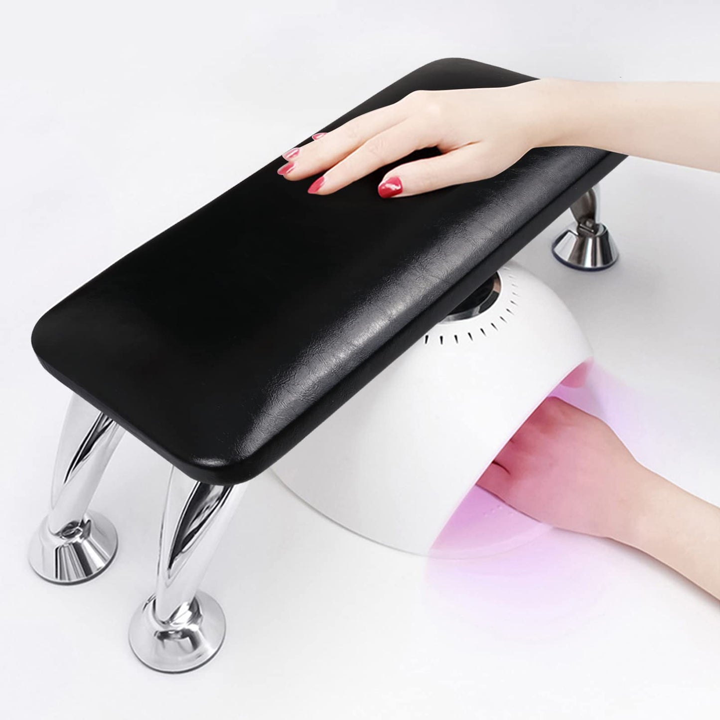 Arm Rest for Nails Tech, Easy Clean Nail Arm Rest, Comfortable, Supportive Hand Rest for Manicures and Pedicures, Salon-Quality Armrest with PU Leather for Nail Art (Black)